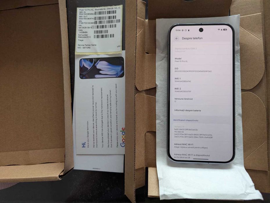 Telefon Pixel 10 PRO XL, 16/256 gb. Moonstone