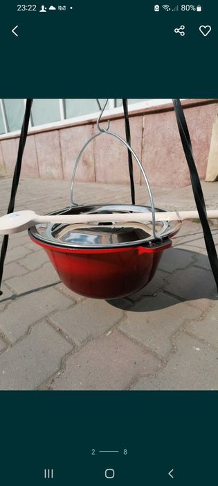 Set Ceaun fontă emailată 10,8+  capac  inox =350