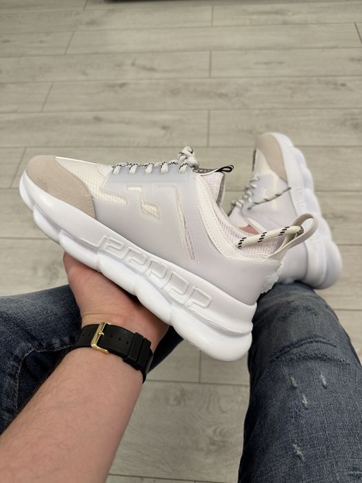 Adidasi Barbati Versace Chain Reaction Full Alb!