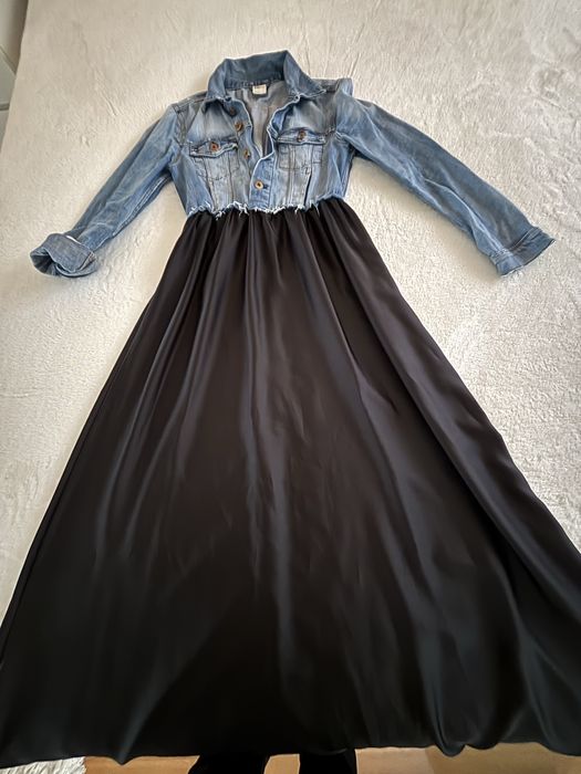 Дънки сатен рокля