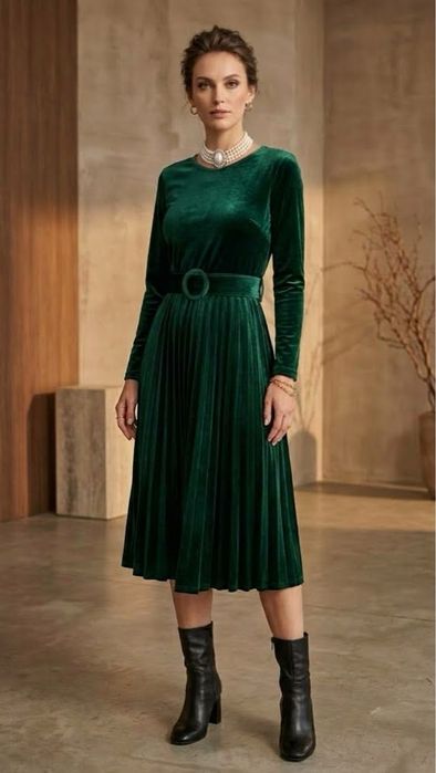 Rochie catifea  verde smarald