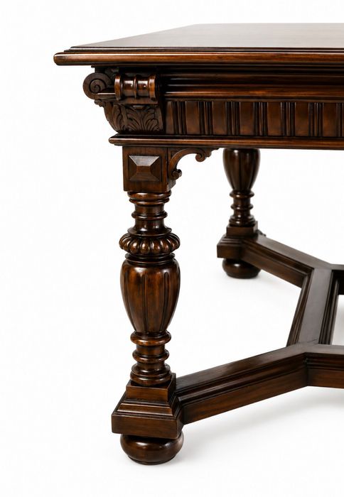 Masa din lem de stejar, bază transversală decorativă