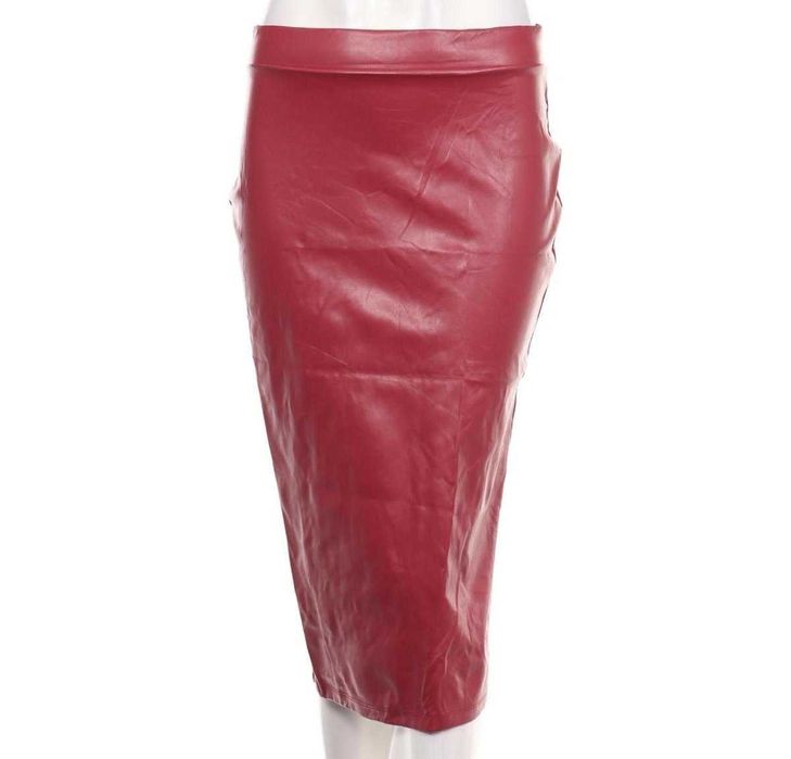 Нова дълга червена кожена пола тип "молив" "Asos" / "Асос", размер S