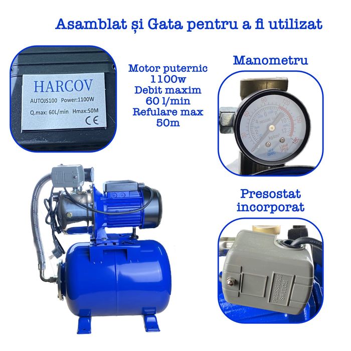 Hidrofor apa Veltav AutoSJ100, 24L, 1100W, 60 l/min, Ref. 50m