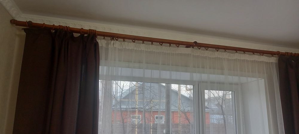 Тюль со шторами и деревянные гардины