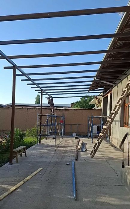 Навес, Крыша. Том ёпамиз. Сварка ишлари