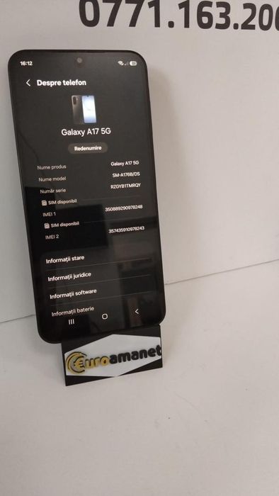 Telefon mobil Samsung Galaxy A17, Dual SIM, 4GB RAM, 128GB, 5G, -G-