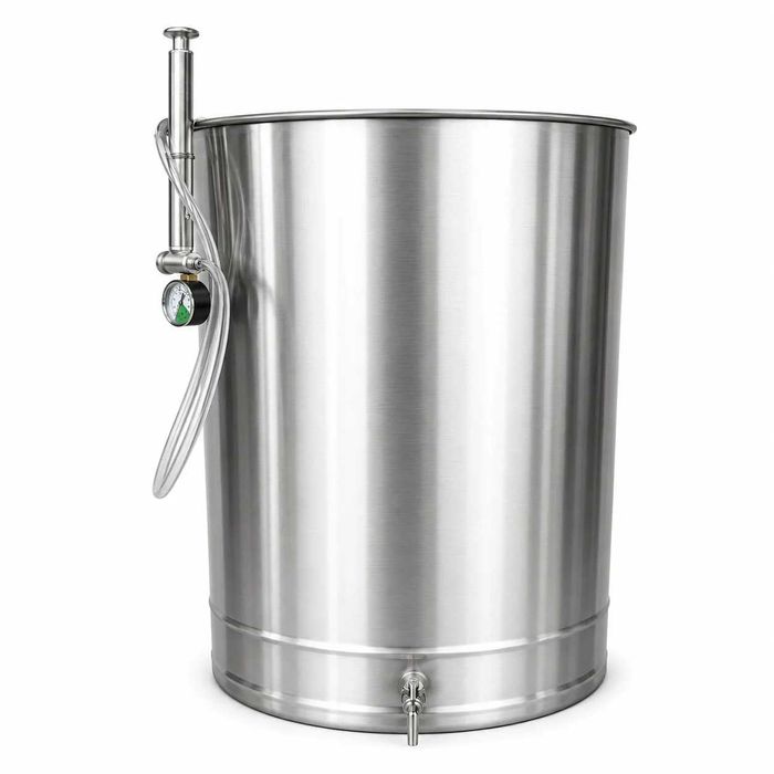 Butoi (cisterna) INOX cu capac flotant 150 L si camera din silicon, cadou robinet din INOX