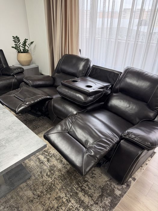Set canapea 3 locuri + canapea 2 locuri cu recliner