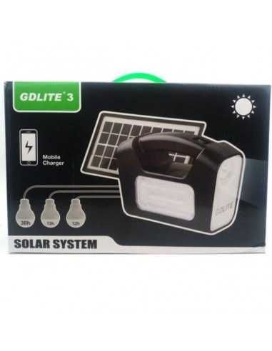 Sistem Iluminare Camping GDLite-3 cu Incarcare Solara, 3 Becuri LED