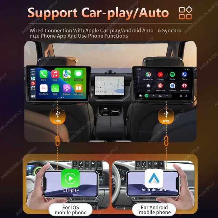 Android Headrest Monitor / Таблет за облегалката на предна седалка | WiFi | Видео | YouTube | Carplay | AndroidAuto
