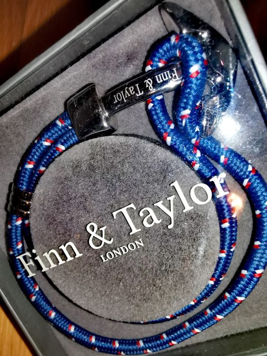 Бижу Гривна с котва Finn & Taylor от синьо червено въже стомана 2бр.