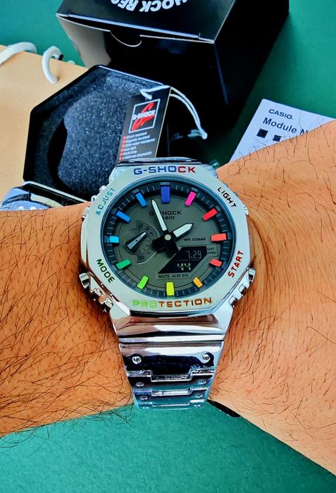 нов часовник Casio G-Shock Rainbow silver , Касио