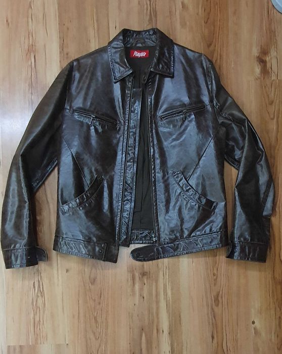 Мъжко кафяво кожено яке Playlife