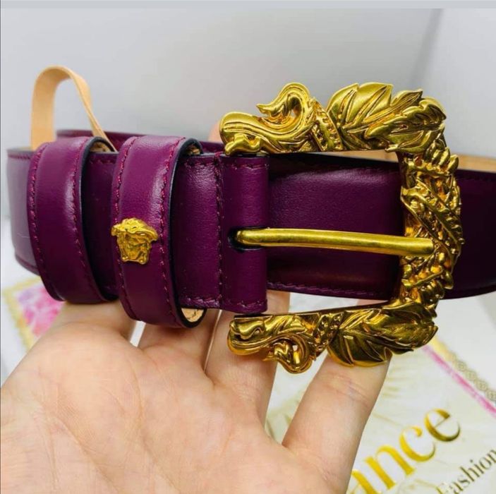 Curea Versace piele naturala mar 80 cm, culoare burgundy