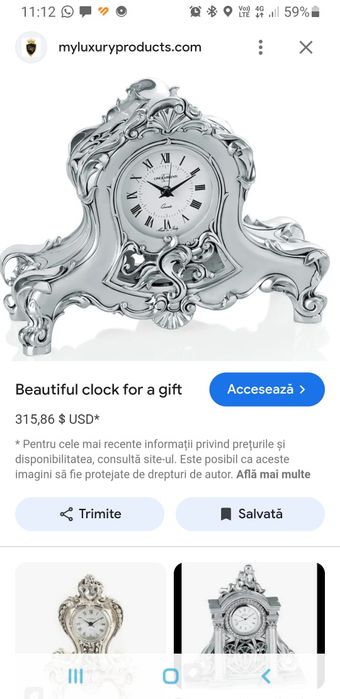 Ceas argint 925 stil Baroc