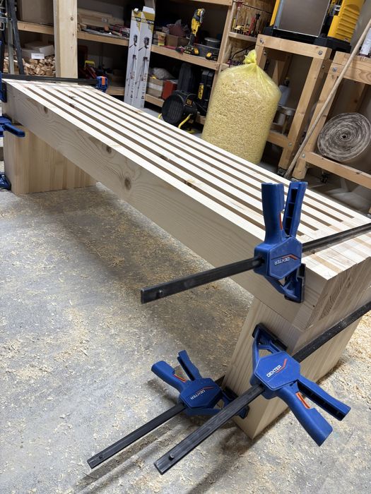 Bancă Lemn Masiv – Design Modern "Block" – Terasă / Interior / HoReCa