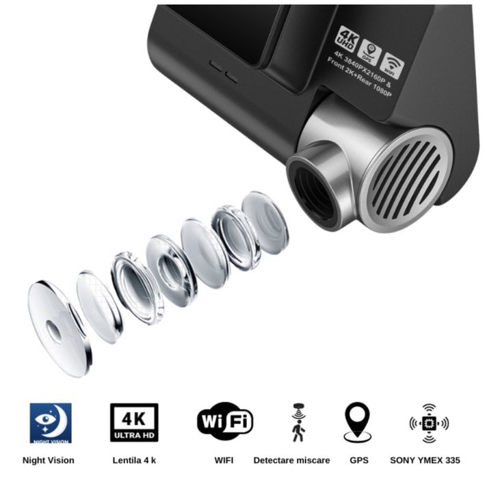 Camera De Bord 4k , senzor sony imex 335 , aplicate wifi,camera spat