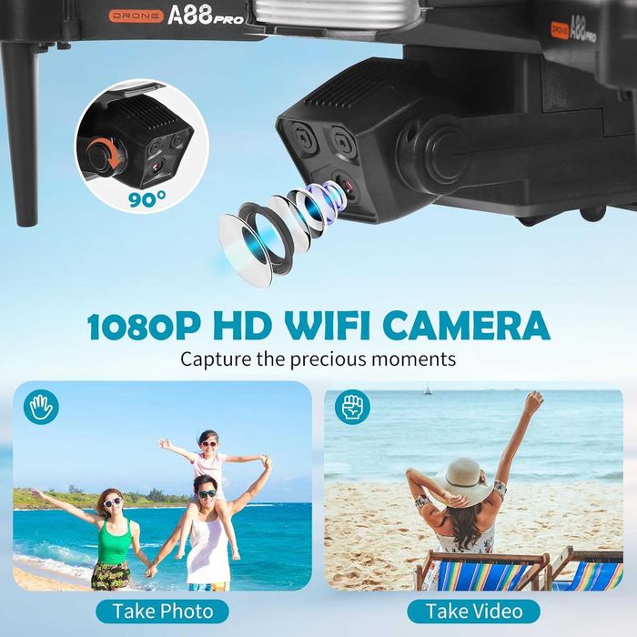 Euakee HD Дрон с камера ,WiFi сензор за деца и начинаещи  с 2 батерии