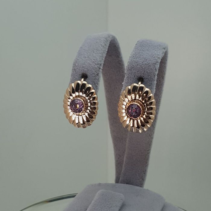 Ссср1989год Бакинские заводские серьги с Корунд Александритом 583пробы