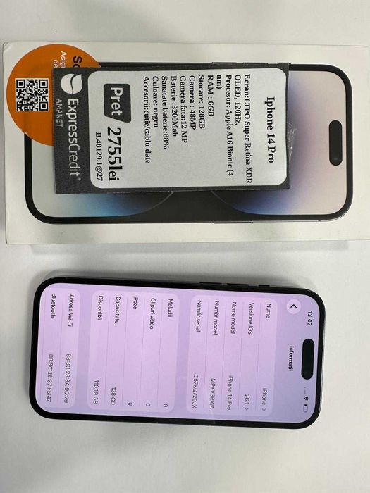 Telefon Iphone 14 PRO (ECA27) Garantie 2 ani!
