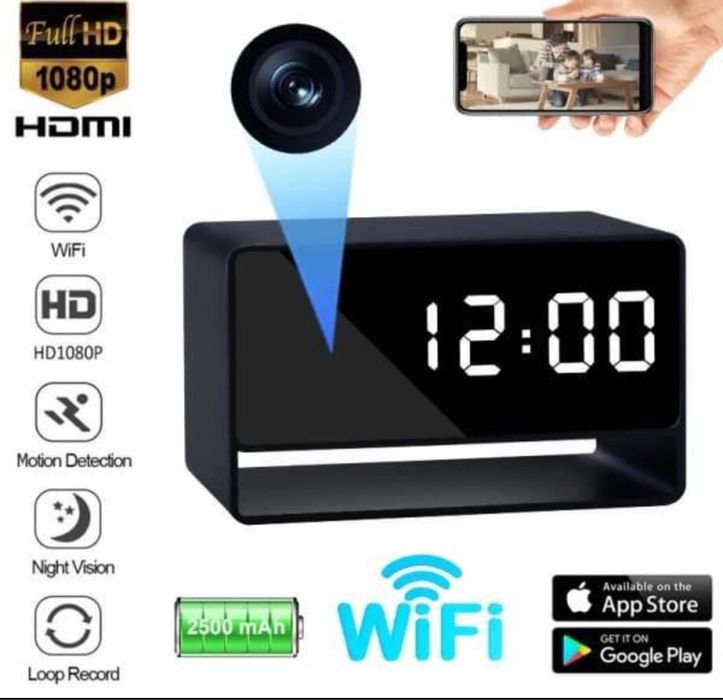 Ceas de birou cu camera ascunsă