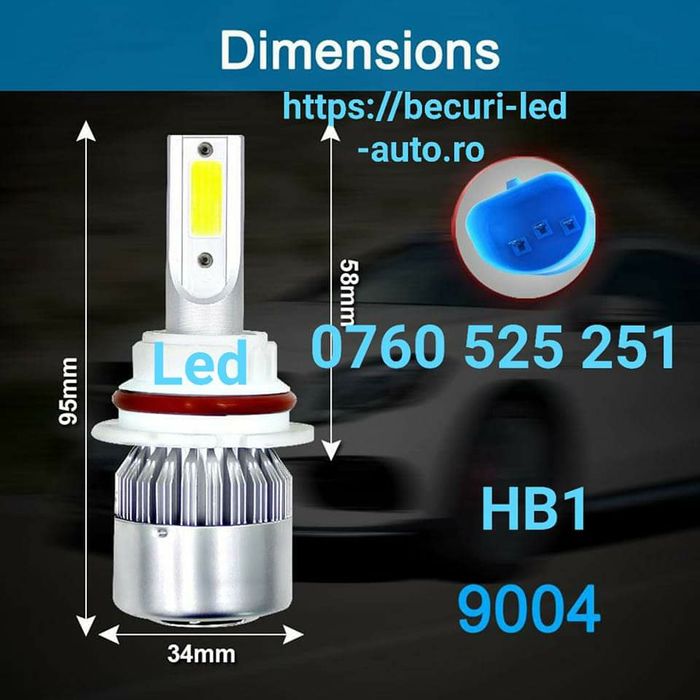 Set Două Becuri Led HB1-9004 (16000LM/72W/6000K)