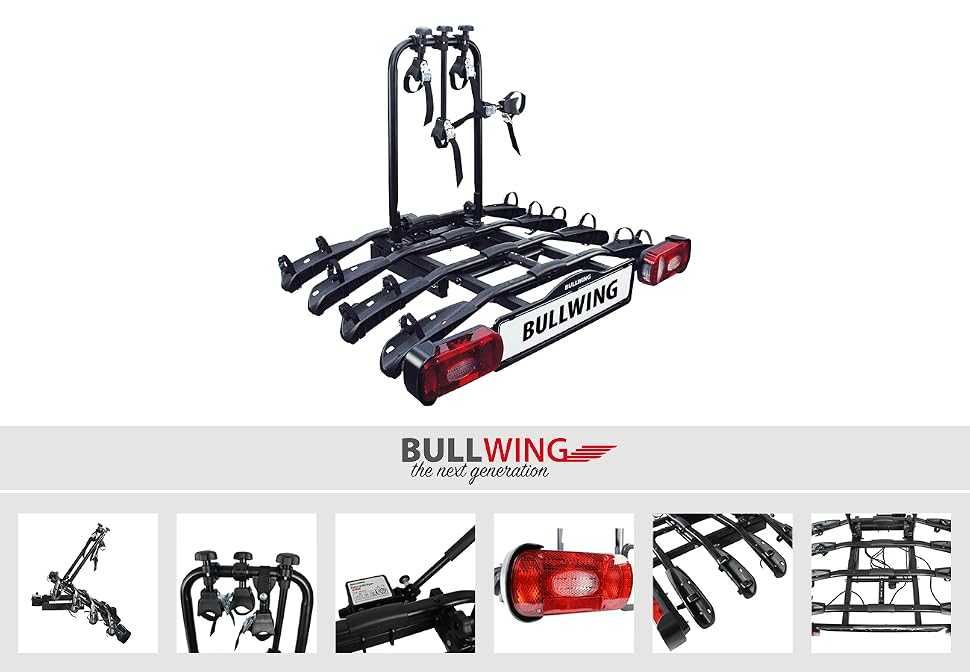 Suport de biciclete - Bullwing SR8 - Fixare rapida pe atelaj de 4 biciclete - Suport spate pentru biciclete 11551ON