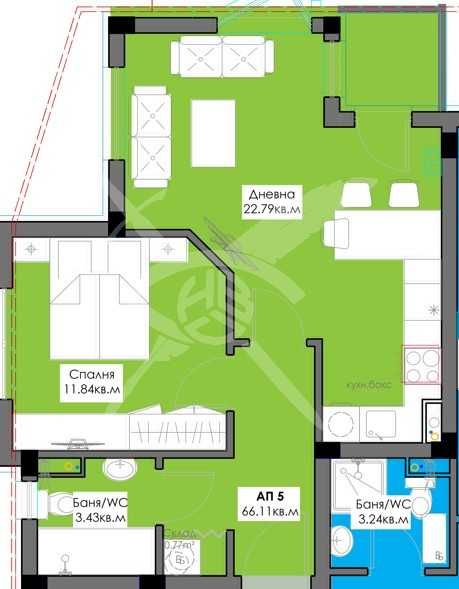 Двустаен апартамент в Крайморие 760-22990