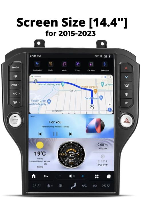 Android мултимедия 14.4 инча IPS за Форд Мустанг - 8GB RAM / 128GB ROM