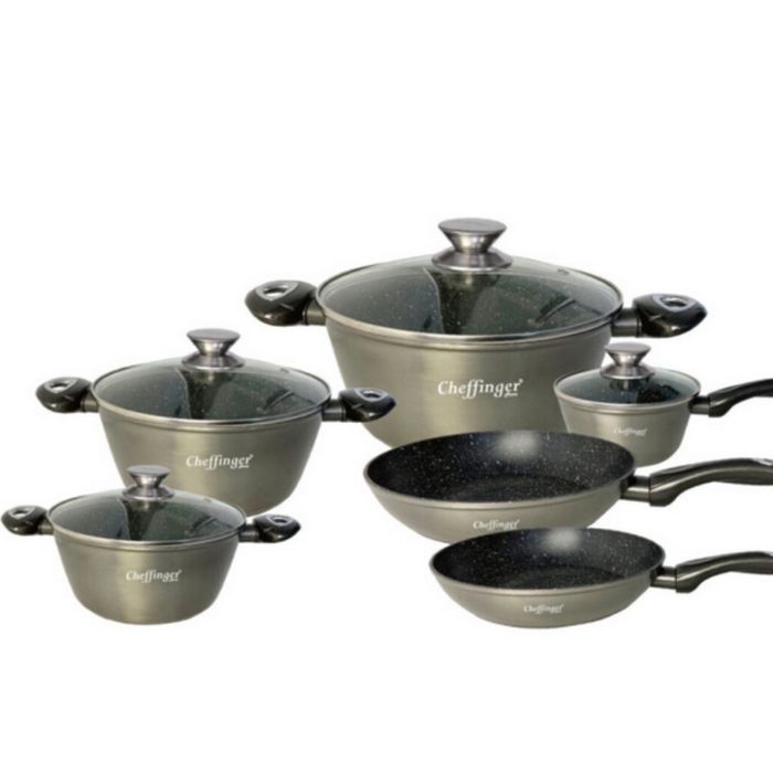 Комплект съдове за готвене Cheffinger от лят алуминий с мраморно покри