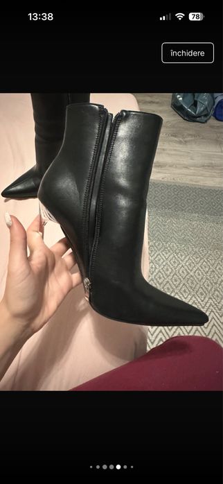 Botine cu toc argintiu Alani