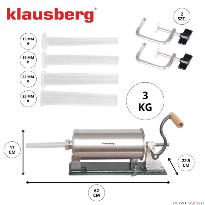 Masina manuala pentru umplut carnati, otel inoxidabil, capacitate 3