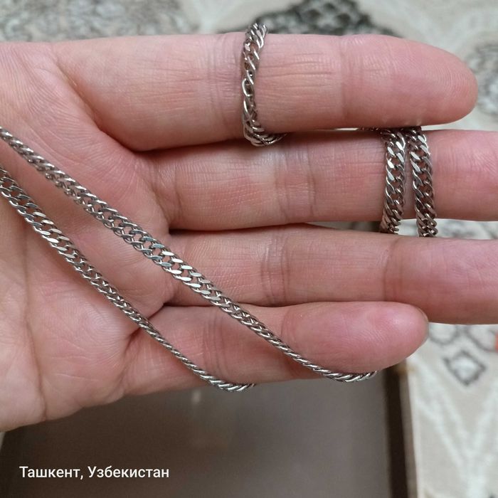 Цепь серебряная с кулоном родированный