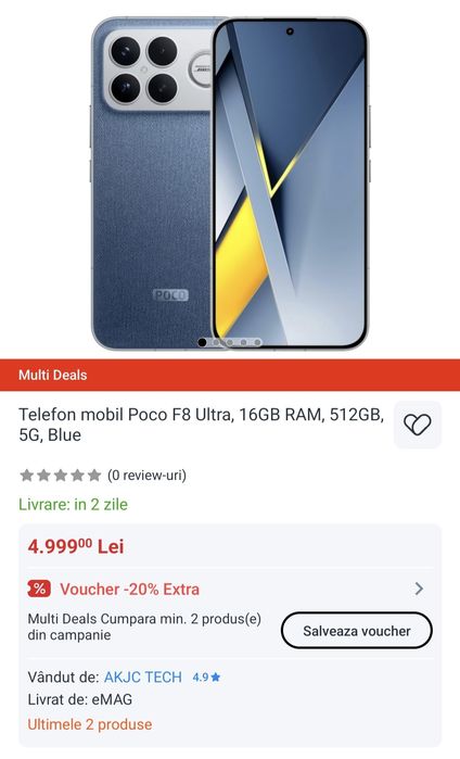 VÂND SAU SCHIMB  POCO F8 ULTRA 512 GB 
POCO F8 Ultra – 512 GB – stare