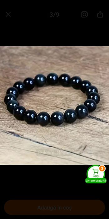 Brățară  eleganta și sexi din margele de obsidian unisex,bijuterie