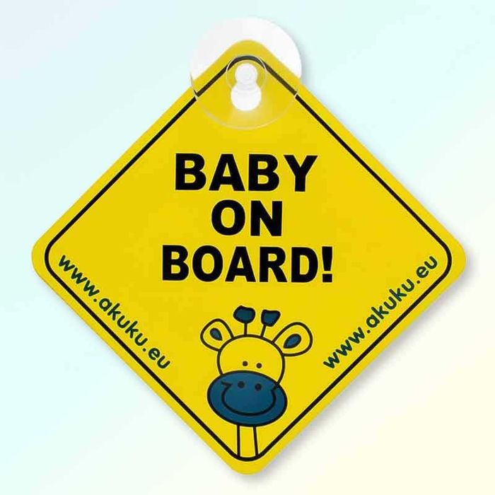 Табела Бебе на борда предупредителен знак Baby on Board 12 x 12 см
