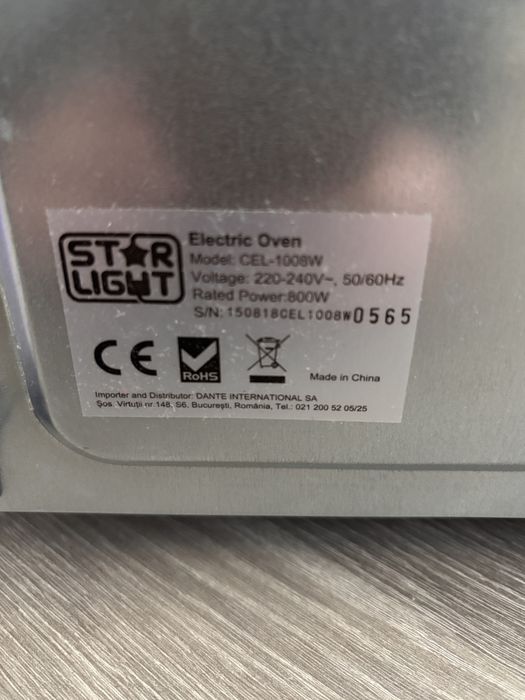 Cuptor electric star-light 800W 10L, Timer, Grill