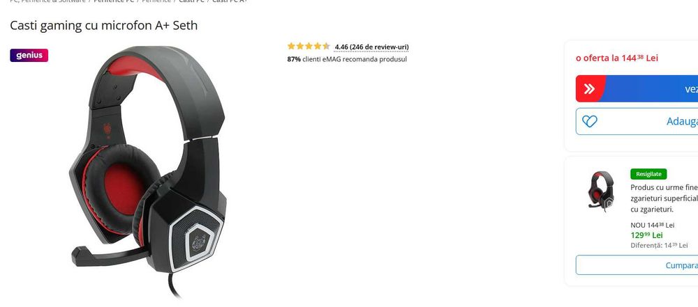 Casti gaming cu microfon A+ Seth