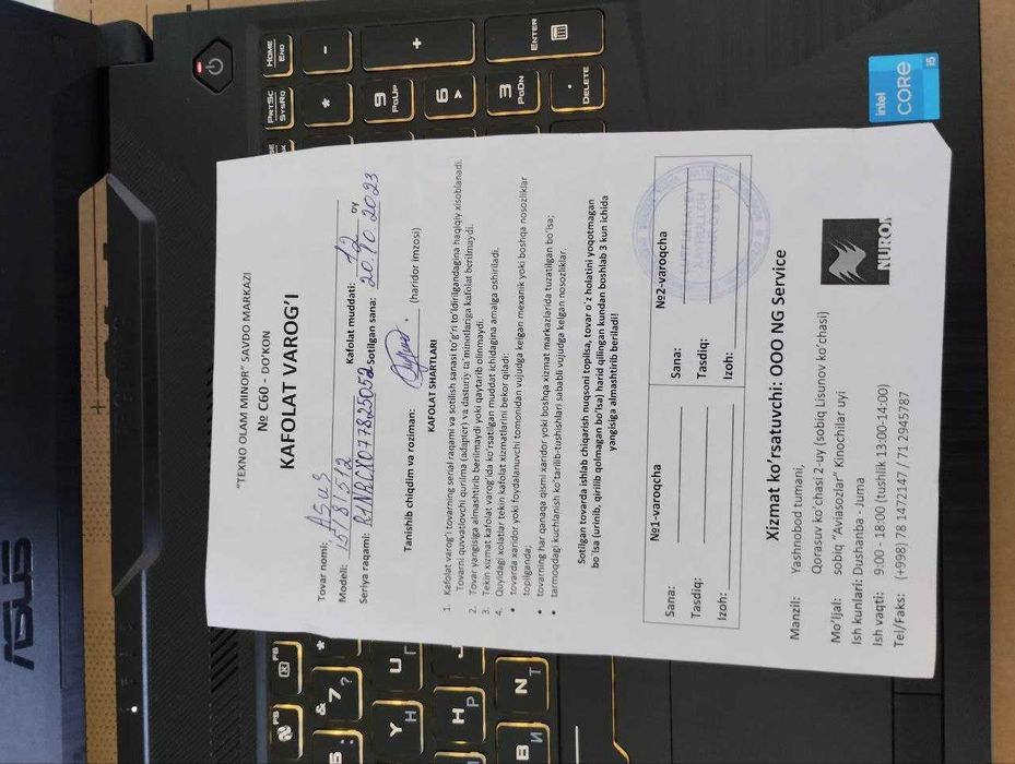 ASUS TUF GAMING F15 МИШКА 2E rgb под цветком