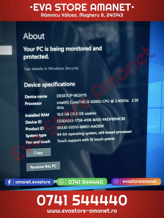 Laptop 15” DELL Latitude E7470 Intel i5 256GB SSD 16GB RAM Touchscreen