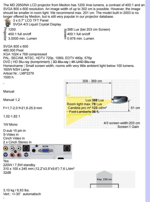 Videoproiector Medion