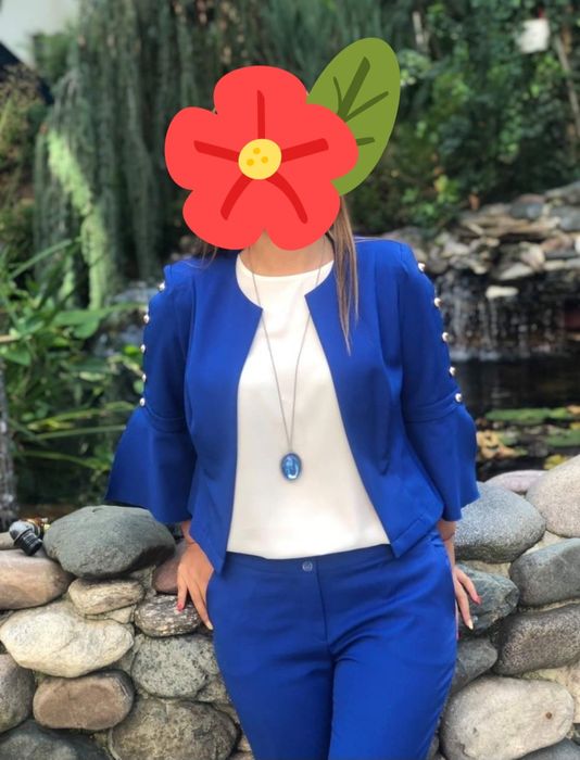 Син дамски комплект