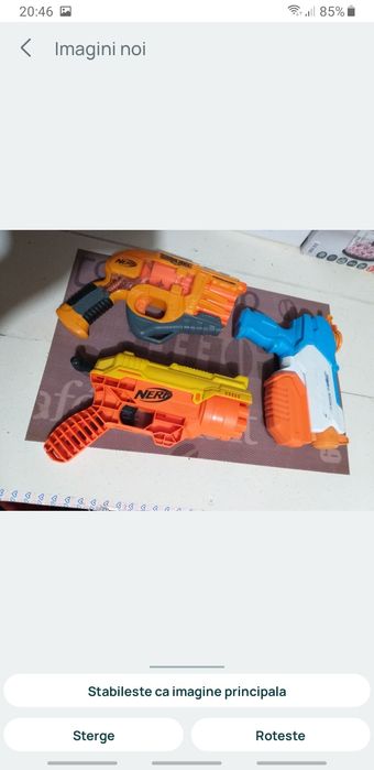 Set 3 Nerf Pistoale  cu Gloante de pluta