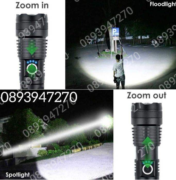 ПРОМО! Мощен лед фенер 900000 лумен POLICE, USB, зуум, водоустойчив