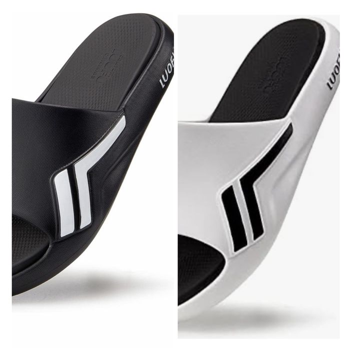 Мъжки джапанки в черно и бяло -LUOFU