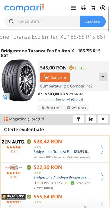 Anvelope vara 185.55.15’ Bridgestone
