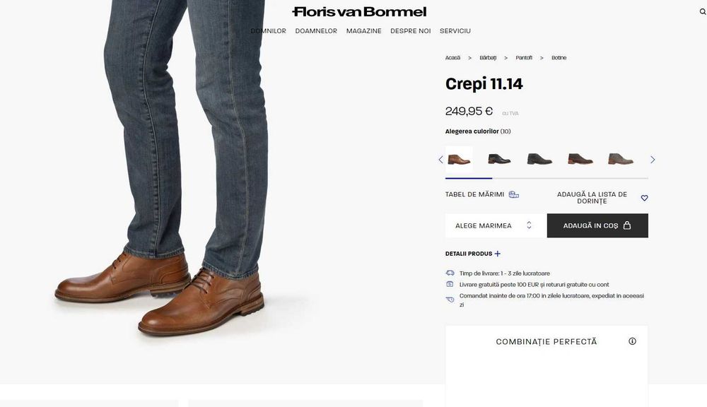 Ghete lace up 45 45.5 premium Floris Van Bommel piele naturala moale