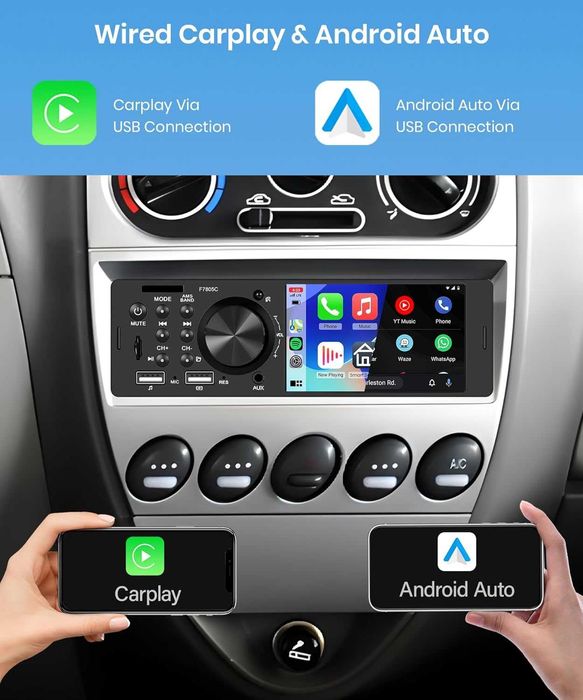 Еднодиново автомобилно стерео Carplay/Android 4-инчов сензорен екран
