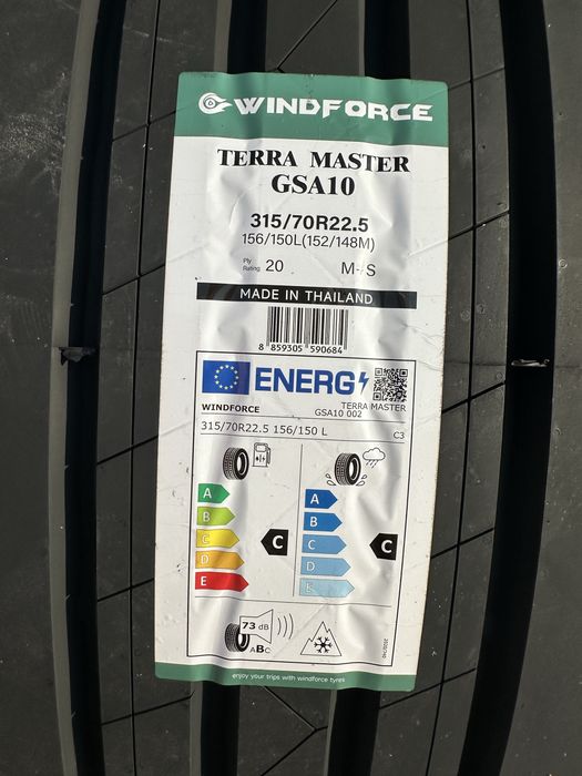 Нови Тежкотоварни Гуми WINDFORCE TERRA MASTER GSA10 315/70R22.5 156/150L (152/148M)